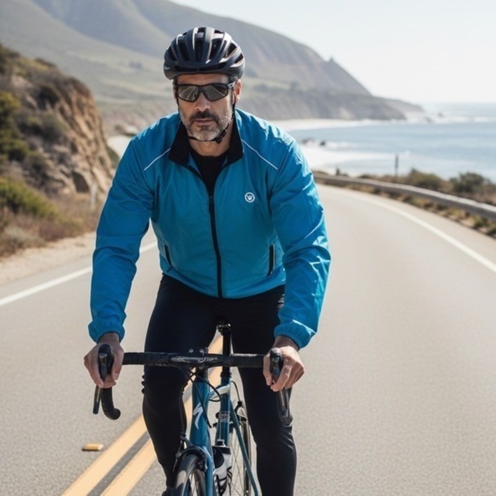 Canari Mens Cycling Jacket Blue Full Zip Reflective Windbreaker‎ Large